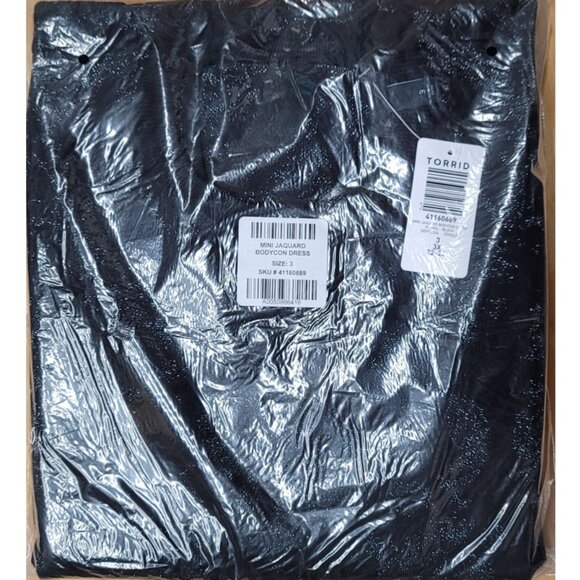 NWT Torrid 3 Black Mini Jacquard Bodycon Dress 3X 22 24 - Picture 6 of 9